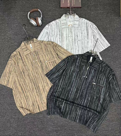 Vertical Strip Quarter Zip Polo