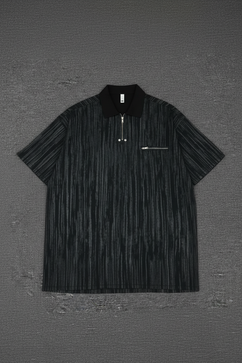 Vertical Strip Quarter Zip Polo