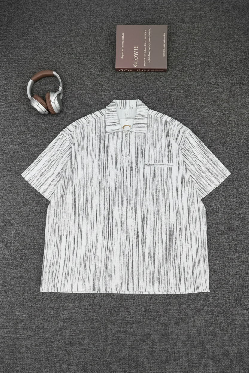 Vertical Strip Quarter Zip Polo