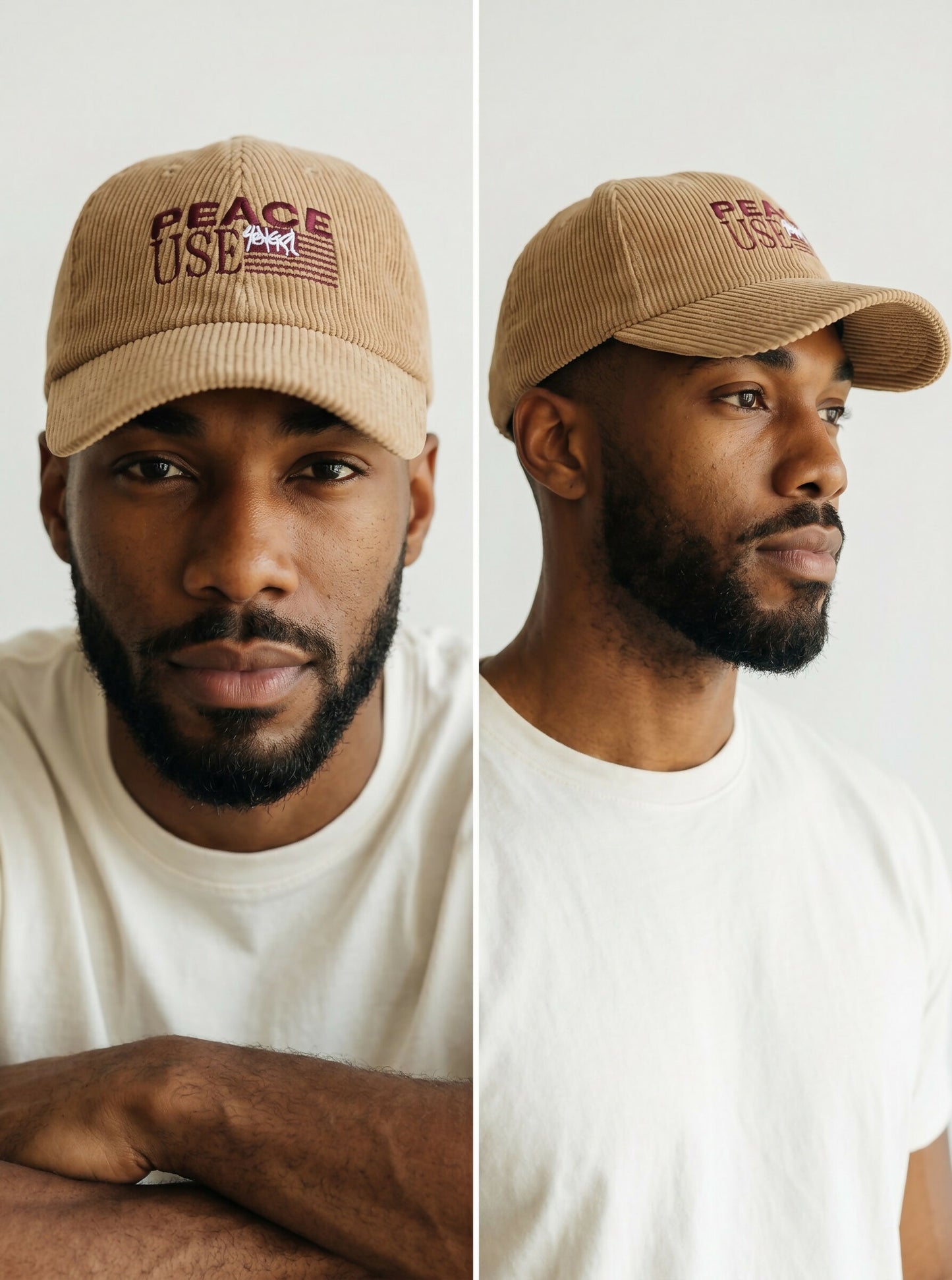 Sand Beige Corduroy PEACE USE Face Cap