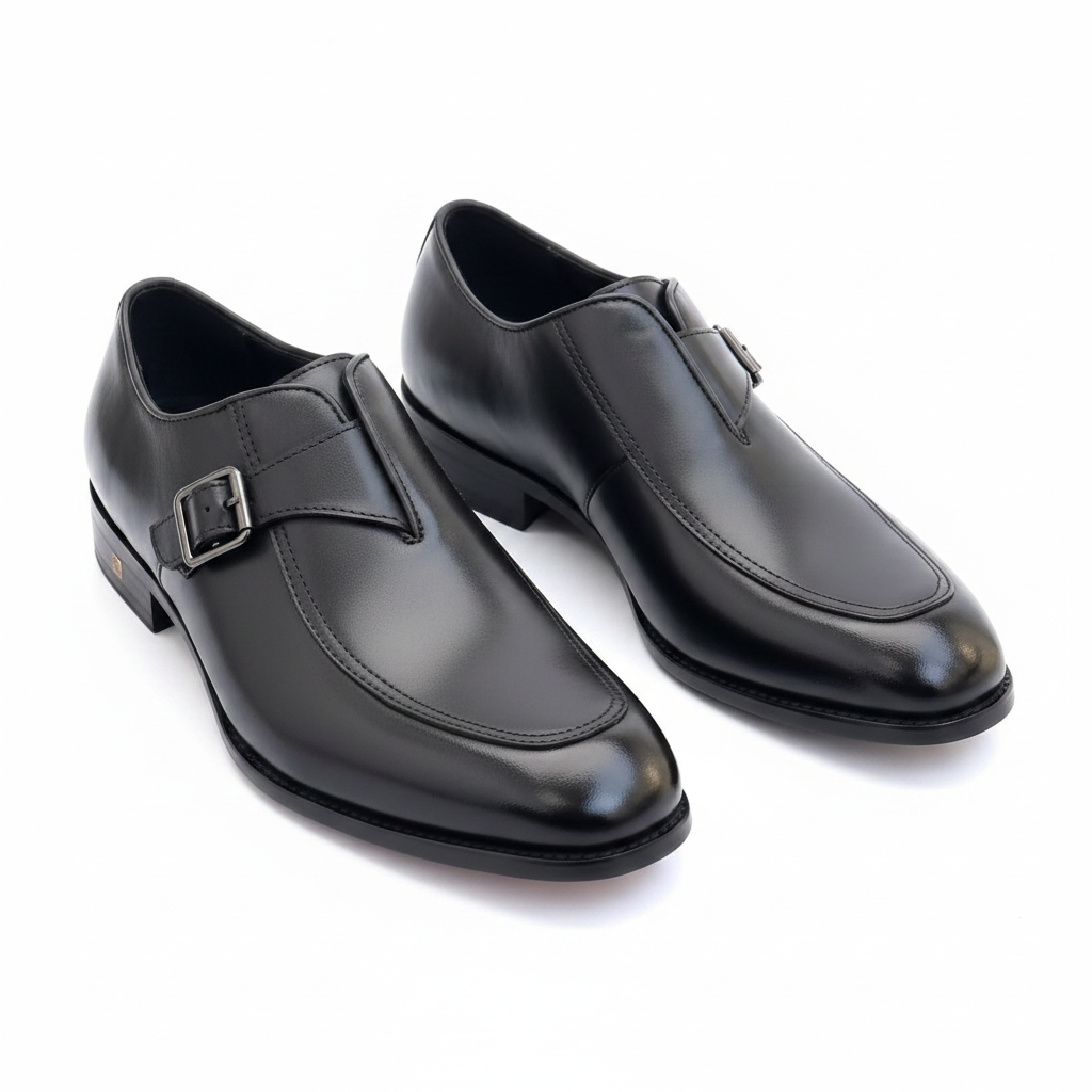 Richwanaz Classic Black Strap Shoe