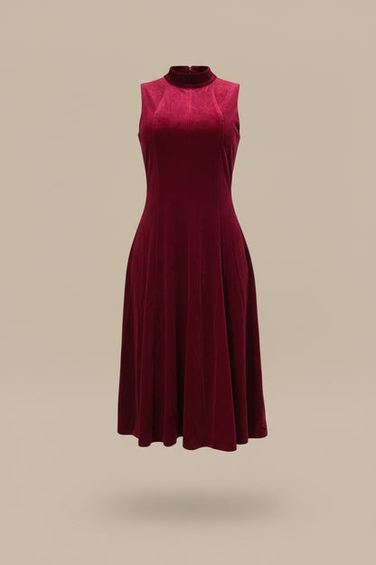 Wine Velvet Midi Dress