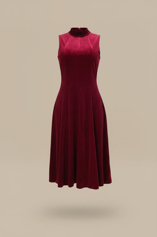 Wine Velvet Midi Dress