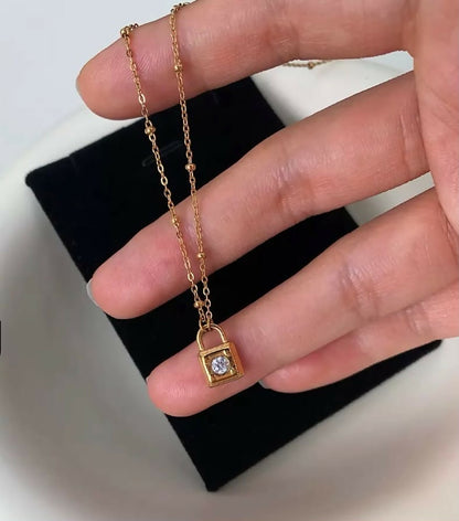 Petite Gold Padlock Necklace