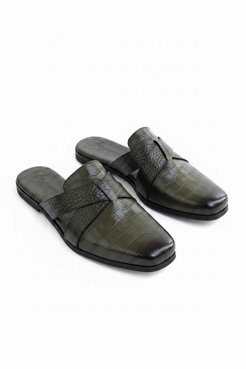Richwanaz Olive Green Mules