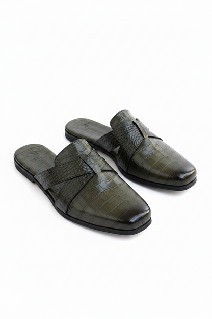 Richwanaz Olive Green Mules