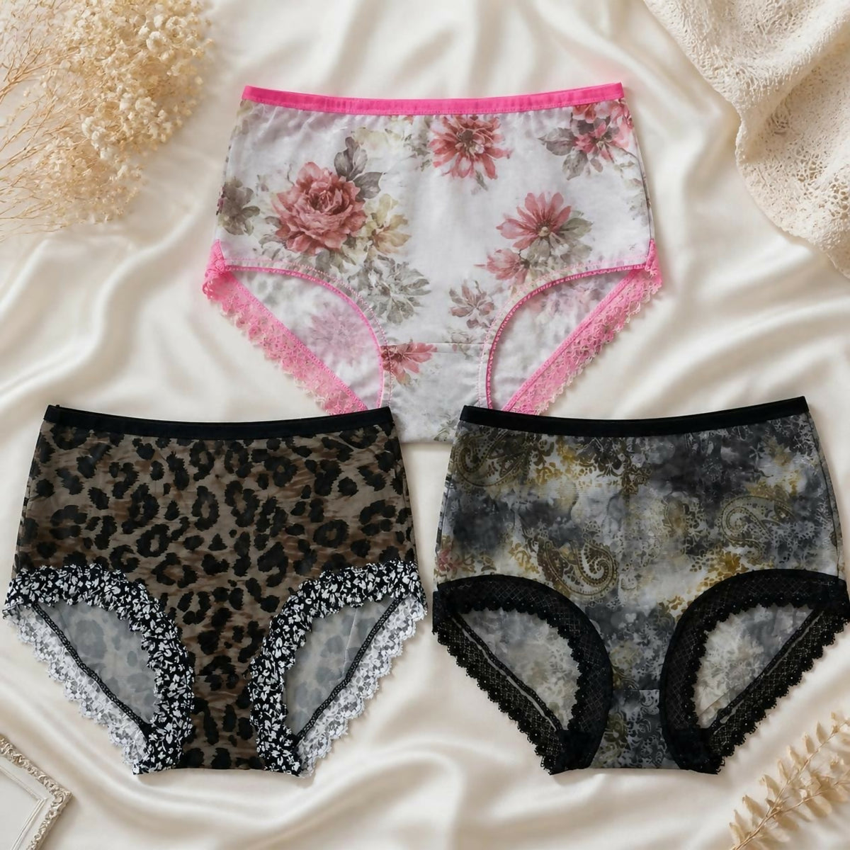 Soft Mesh Brief Panties - Set of Three