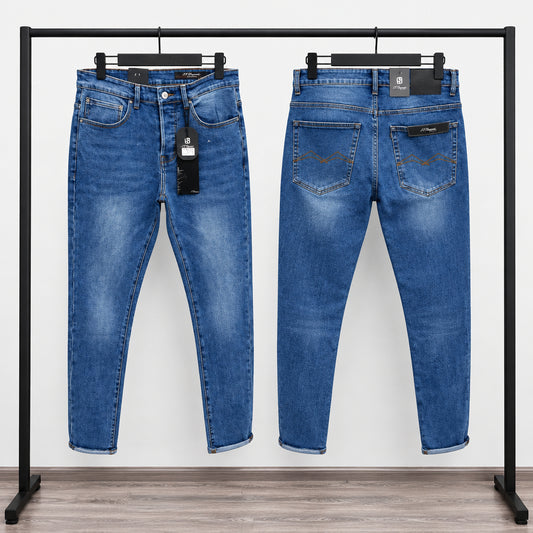 Classic Washed Blue Denim Jeans