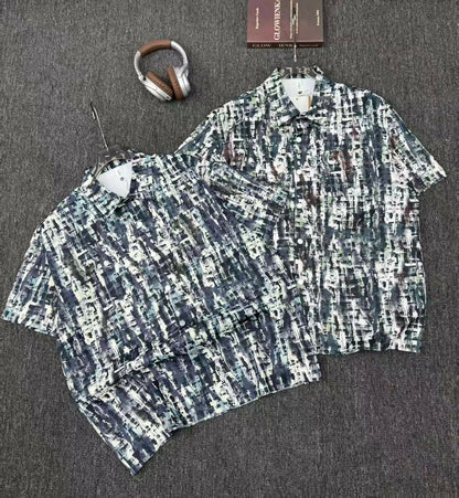 Abstract Textured Button-Up Shirt