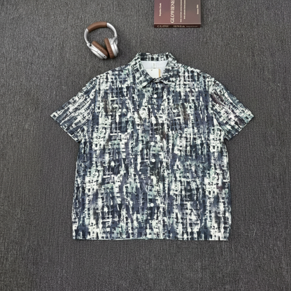 Abstract Textured Button-Up Shirt