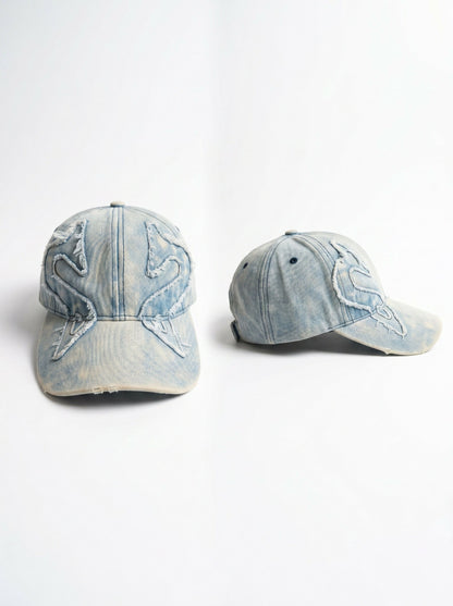 Sky Blue Angel Wings Denim Cap