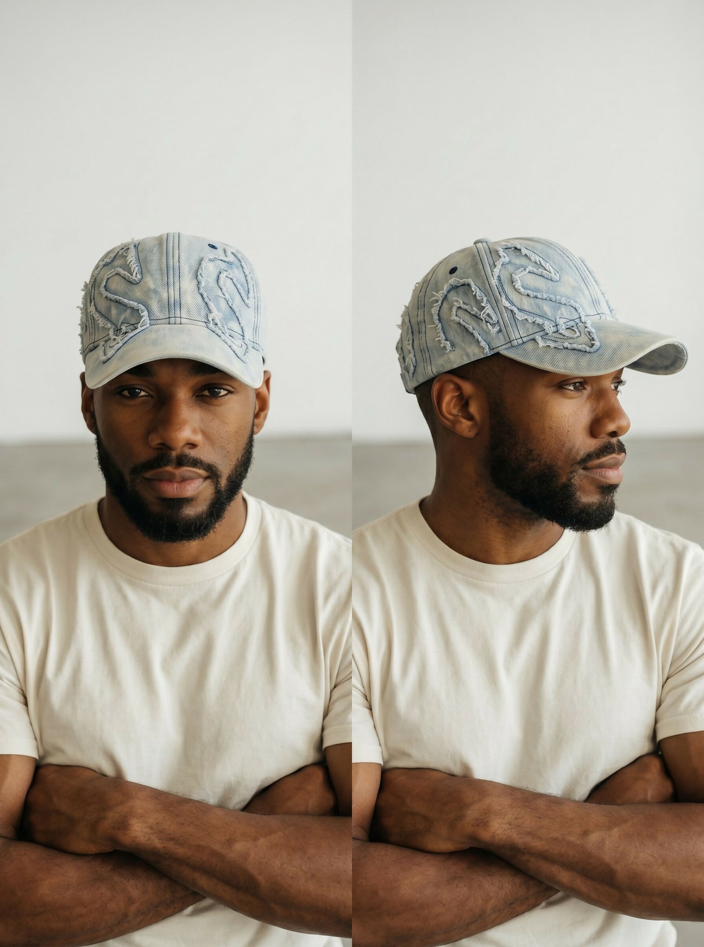 Sky Blue Angel Wings Denim Cap