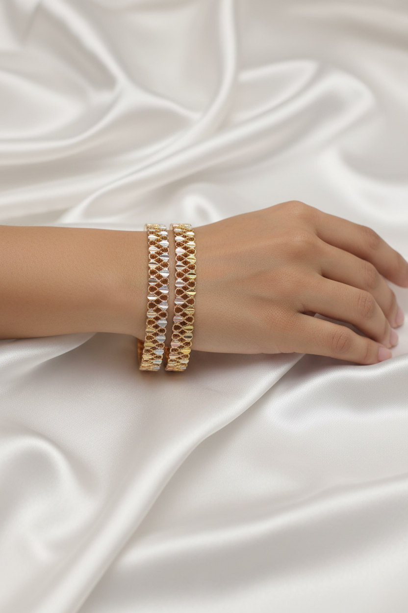 Tri-Tone Heart Link Bracelet