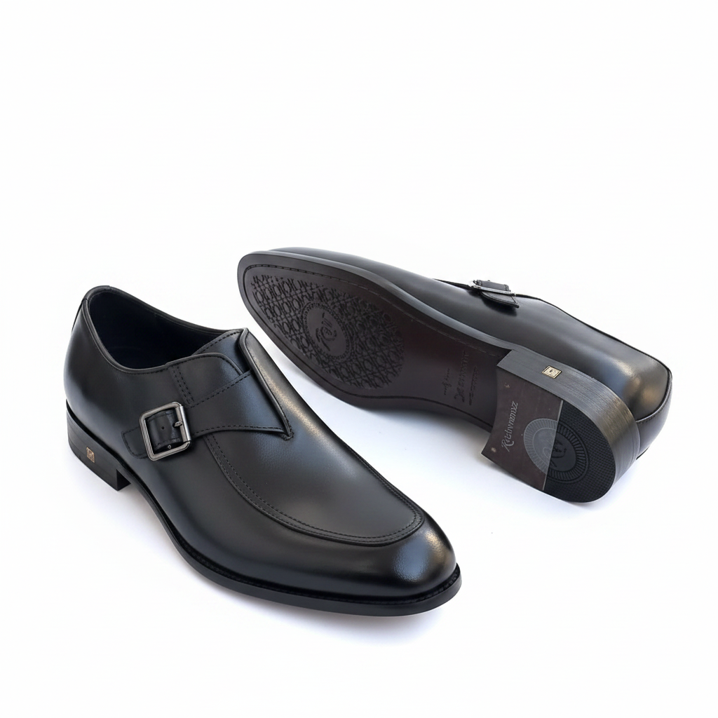 Richwanaz Classic Black Strap Shoe
