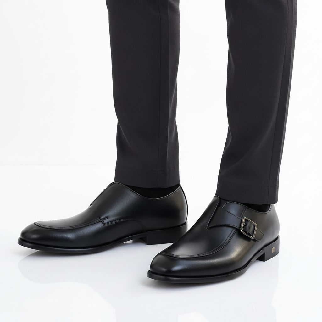 Richwanaz Classic Black Strap Shoe