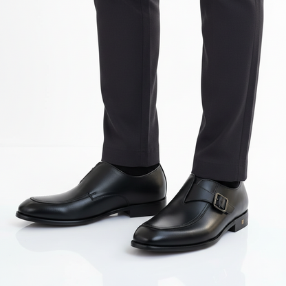 Richwanaz Classic Black Strap Shoe