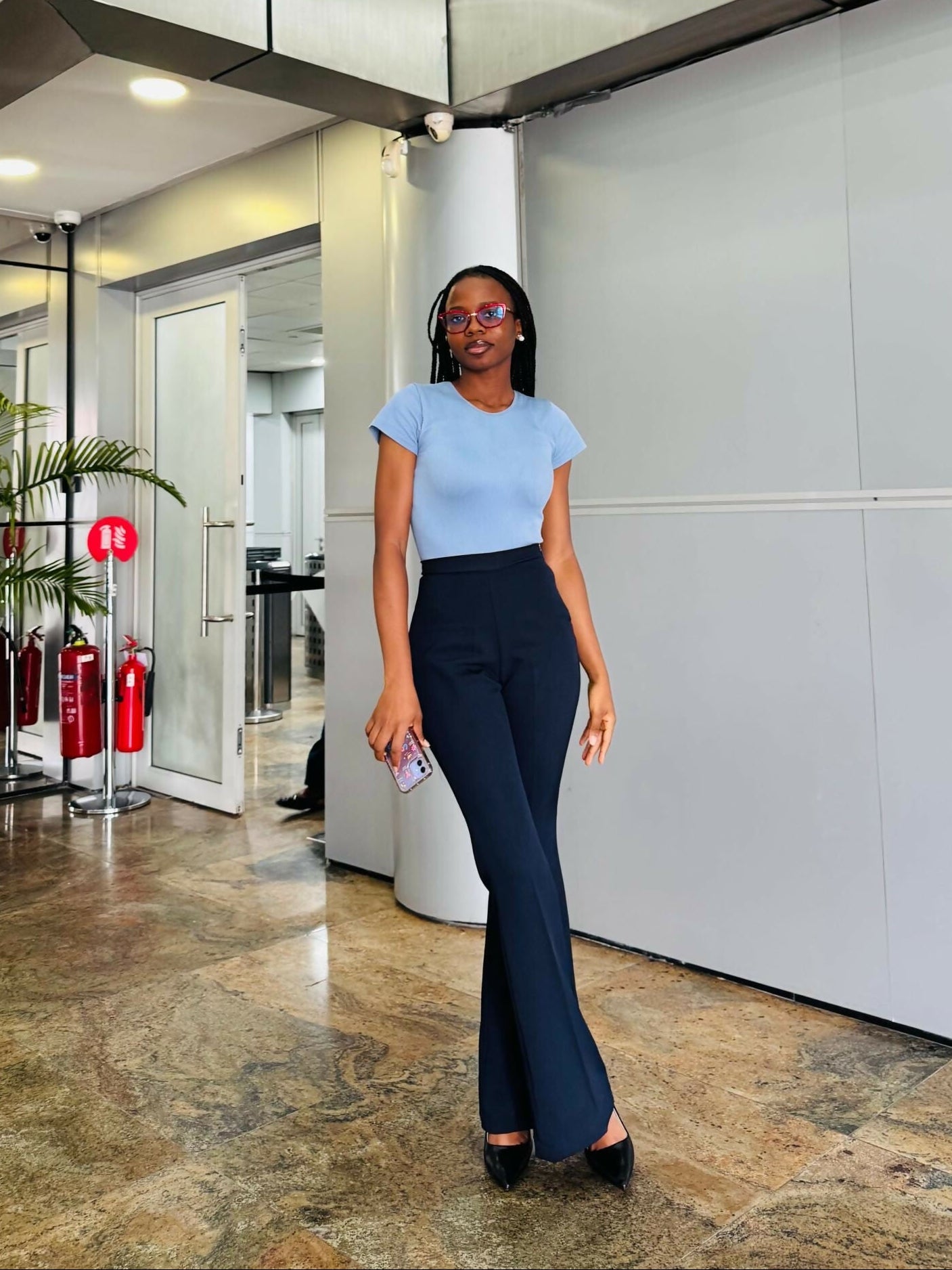 Navy blue boot cut pant